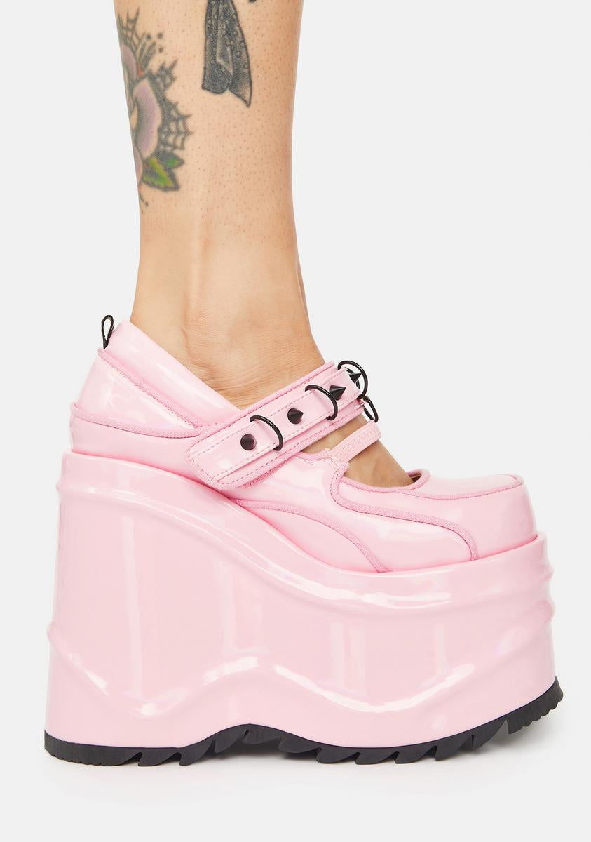 WAVE-48 Platform Wedge Mary Janes