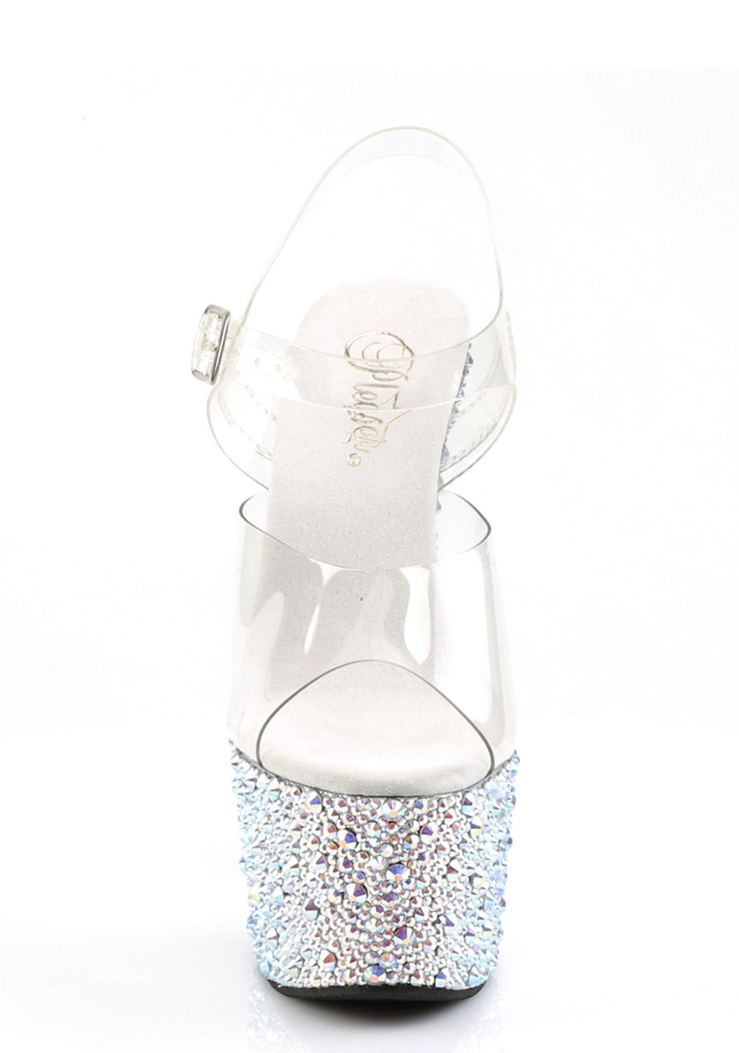 Bejeweled-708DM Platform Ankle Strap Sandals-Silver