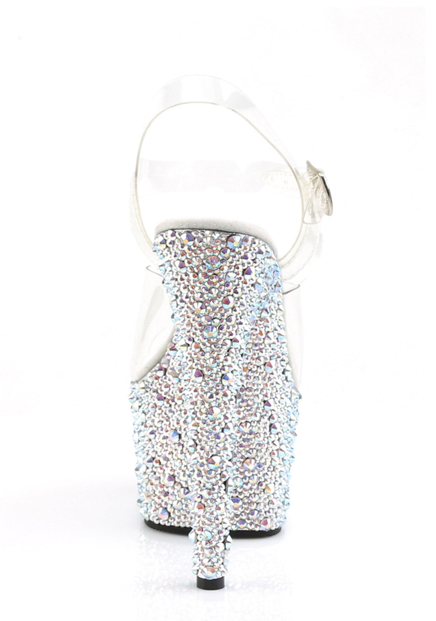 Bejeweled-708DM Platform Ankle Strap Sandals-Silver