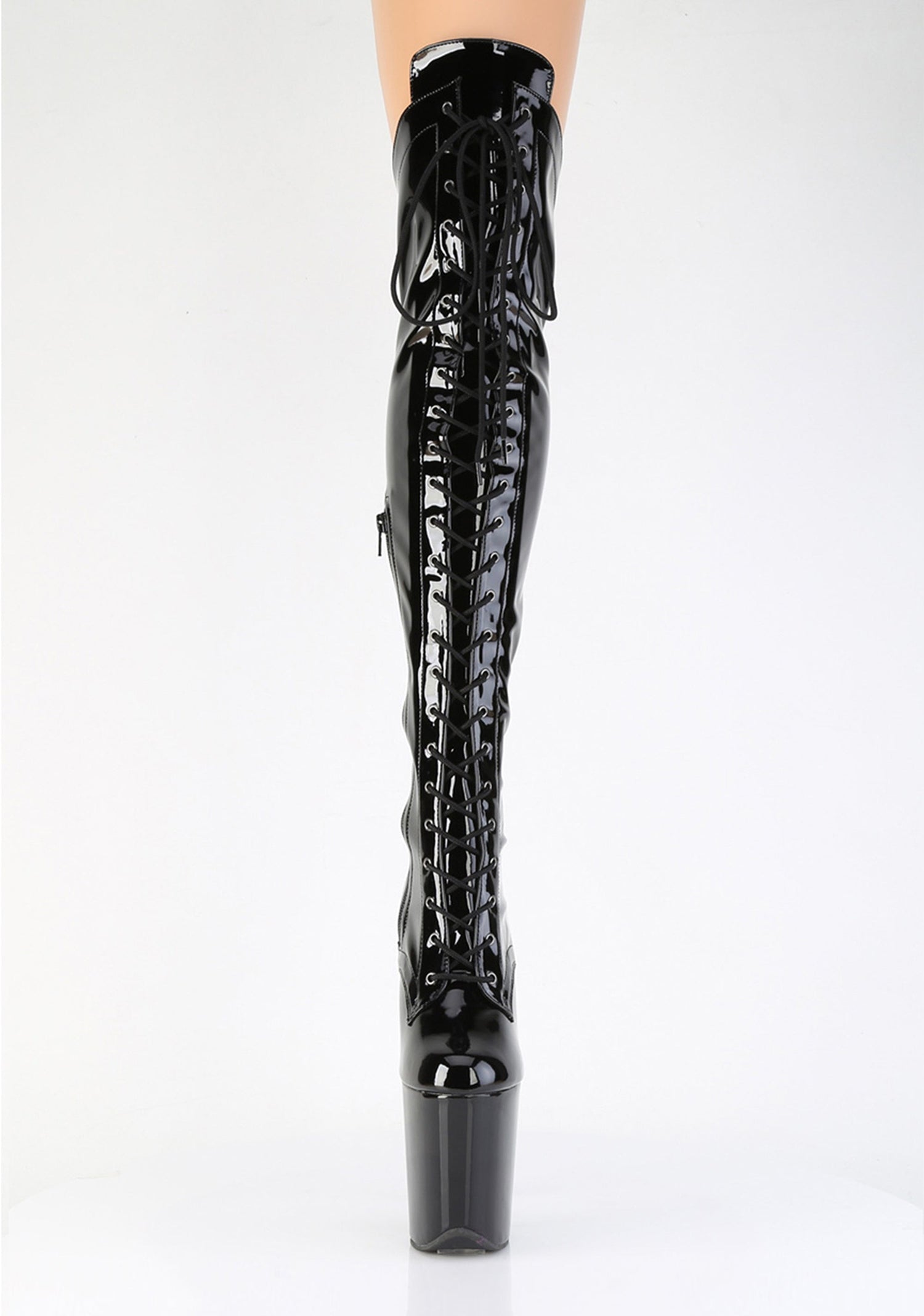 Flamingo-3014 Platform Over-The-Knee Boots-Black