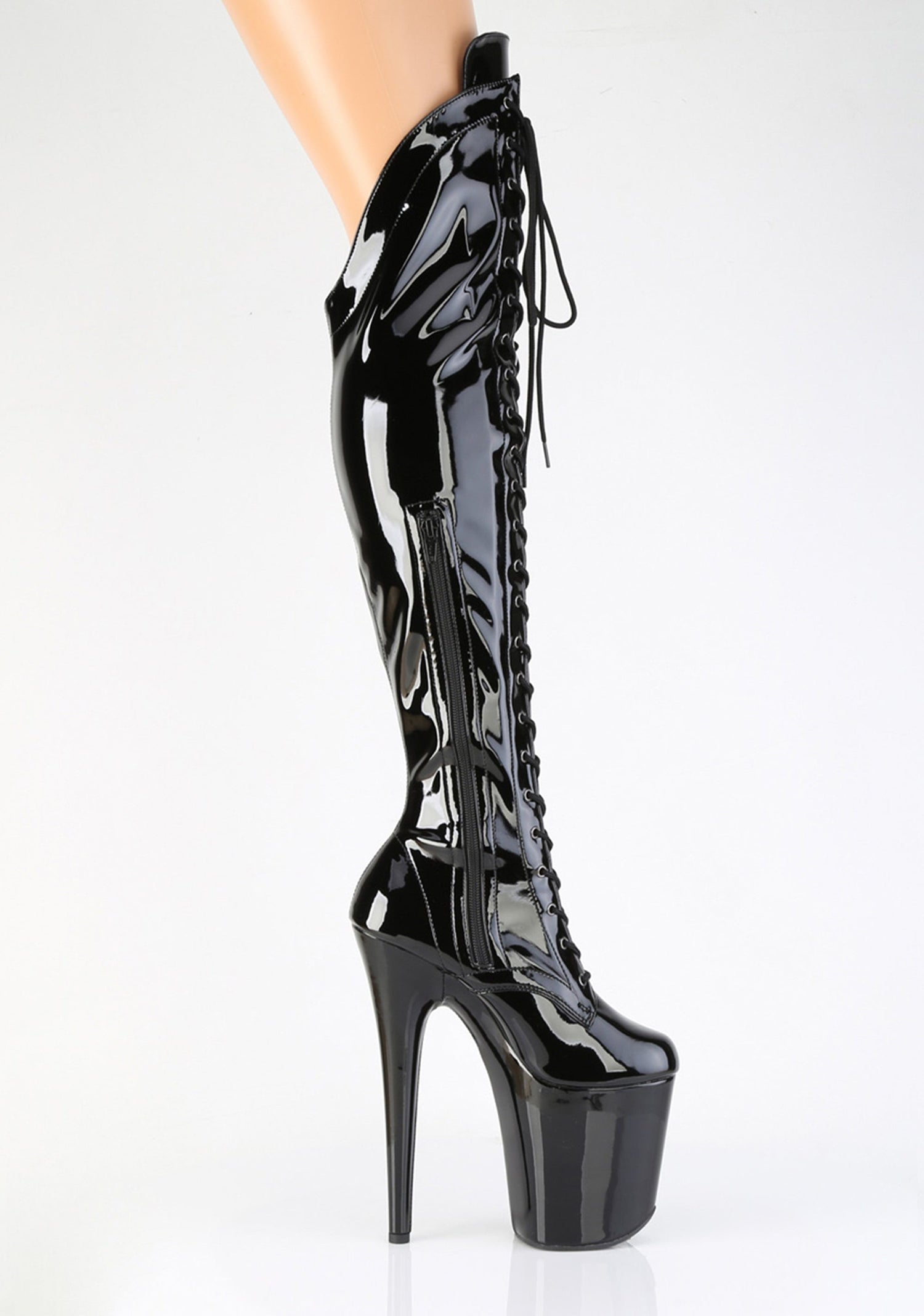 Flamingo-3014 Platform Over-The-Knee Boots-Black