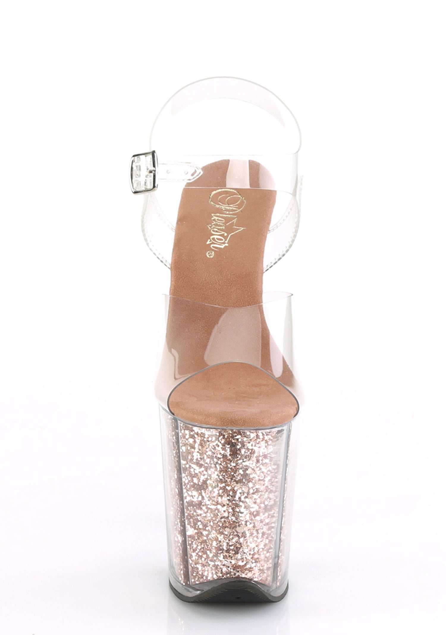 Flamingo-808G Platform Ankle Strap Sandals-Rose Gold