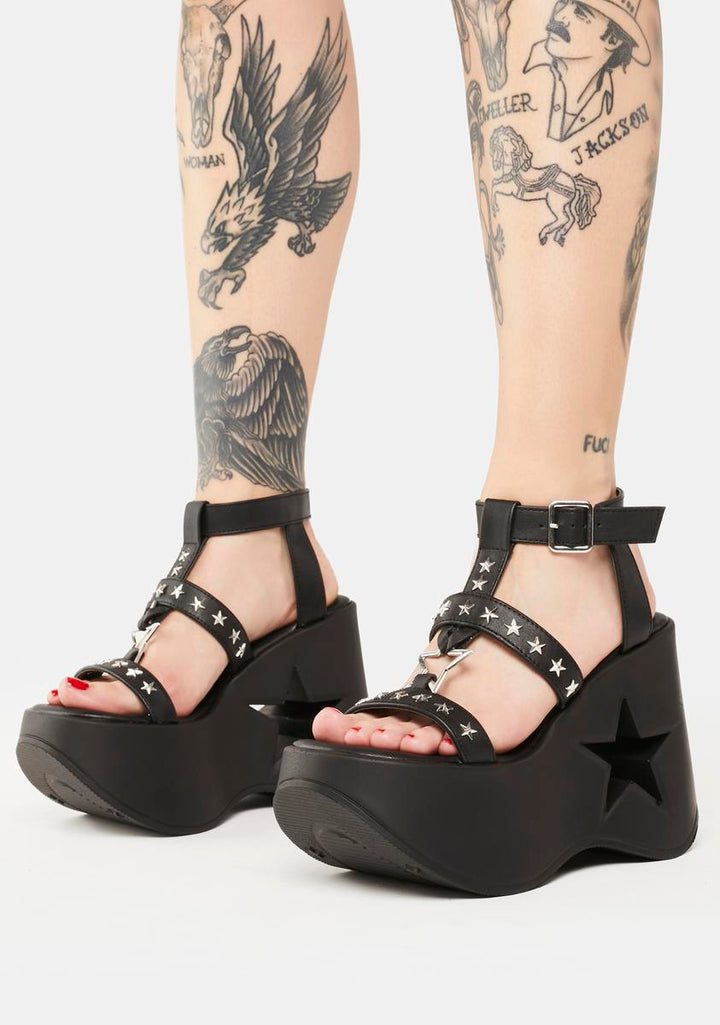 Dynamite-12 Platform Wedge Ankle Strap Sandal