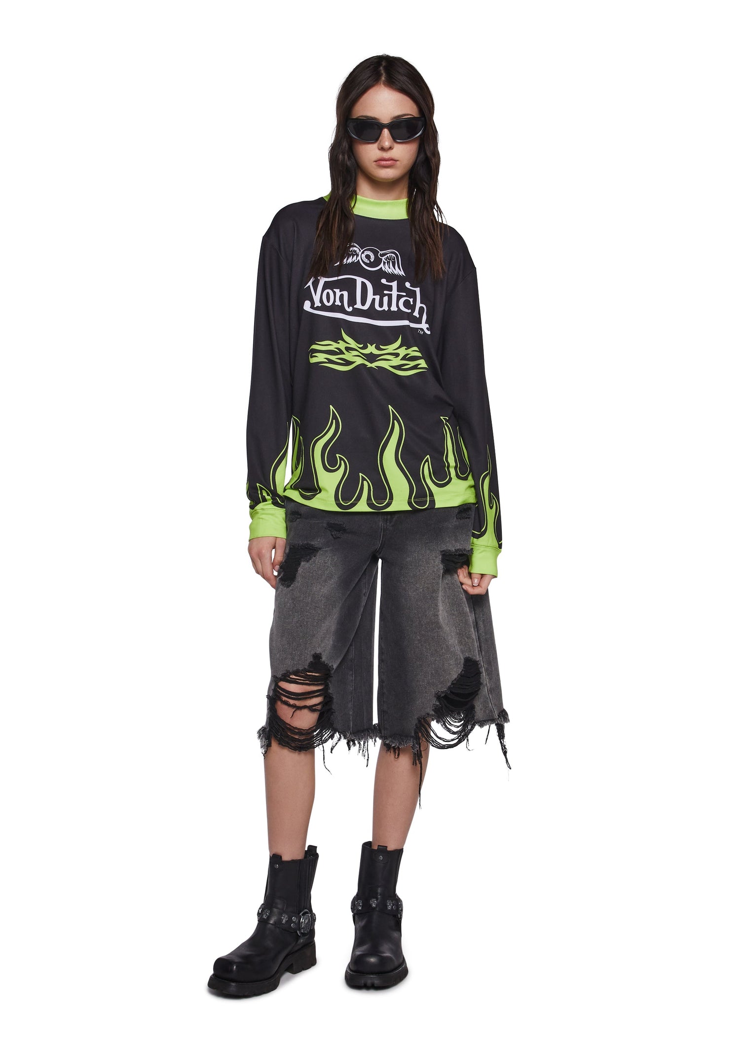 Motocross Long Sleeve Tee - Green