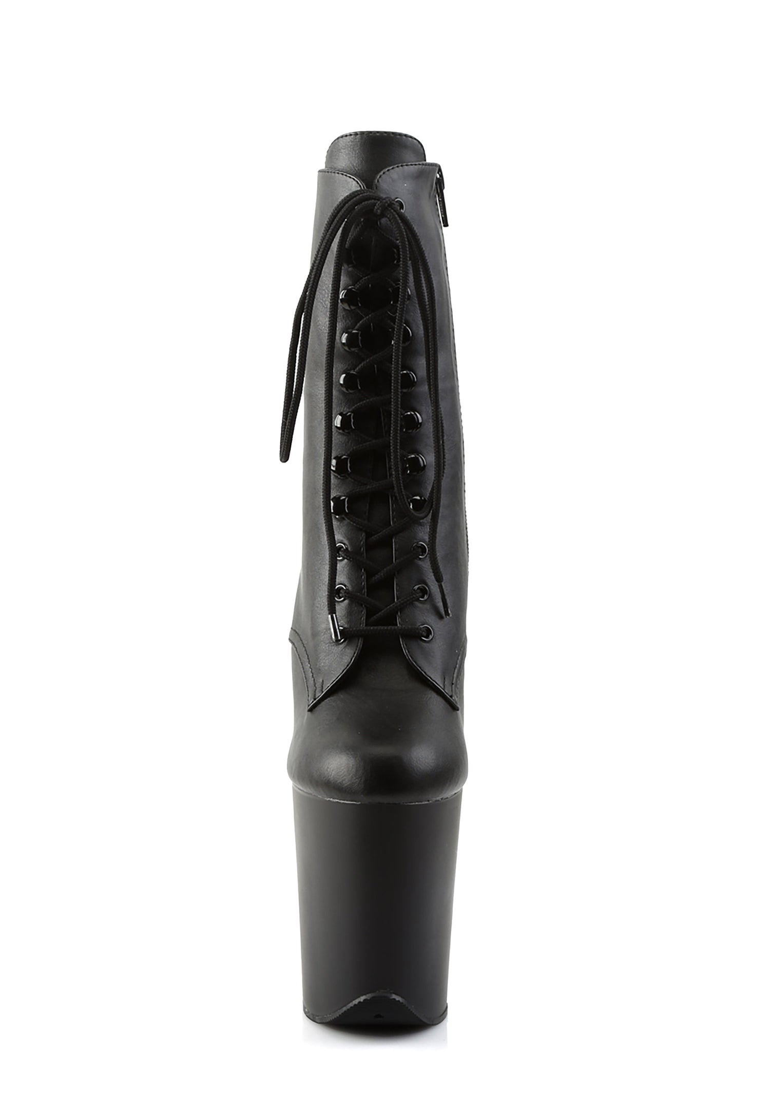 Flamingo-1020 Platform Ankle Boots-Black PU