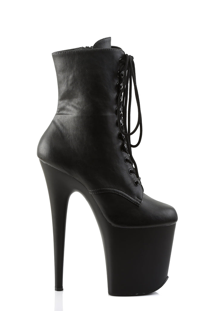 Flamingo-1020 Platform Ankle Boots-Black PU