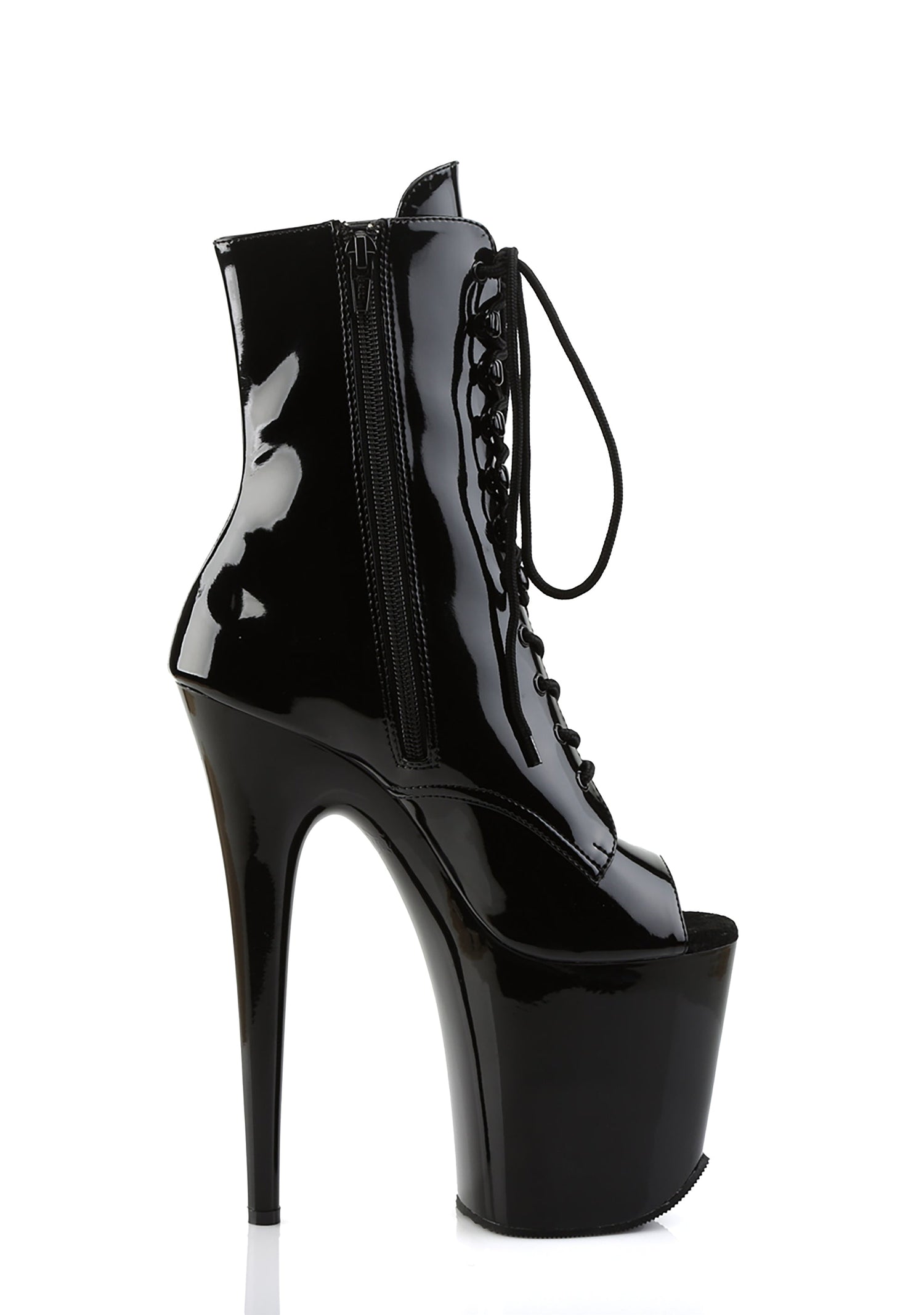 Flamingo-1021 Platform Peep Toe Ankle Boots-Black