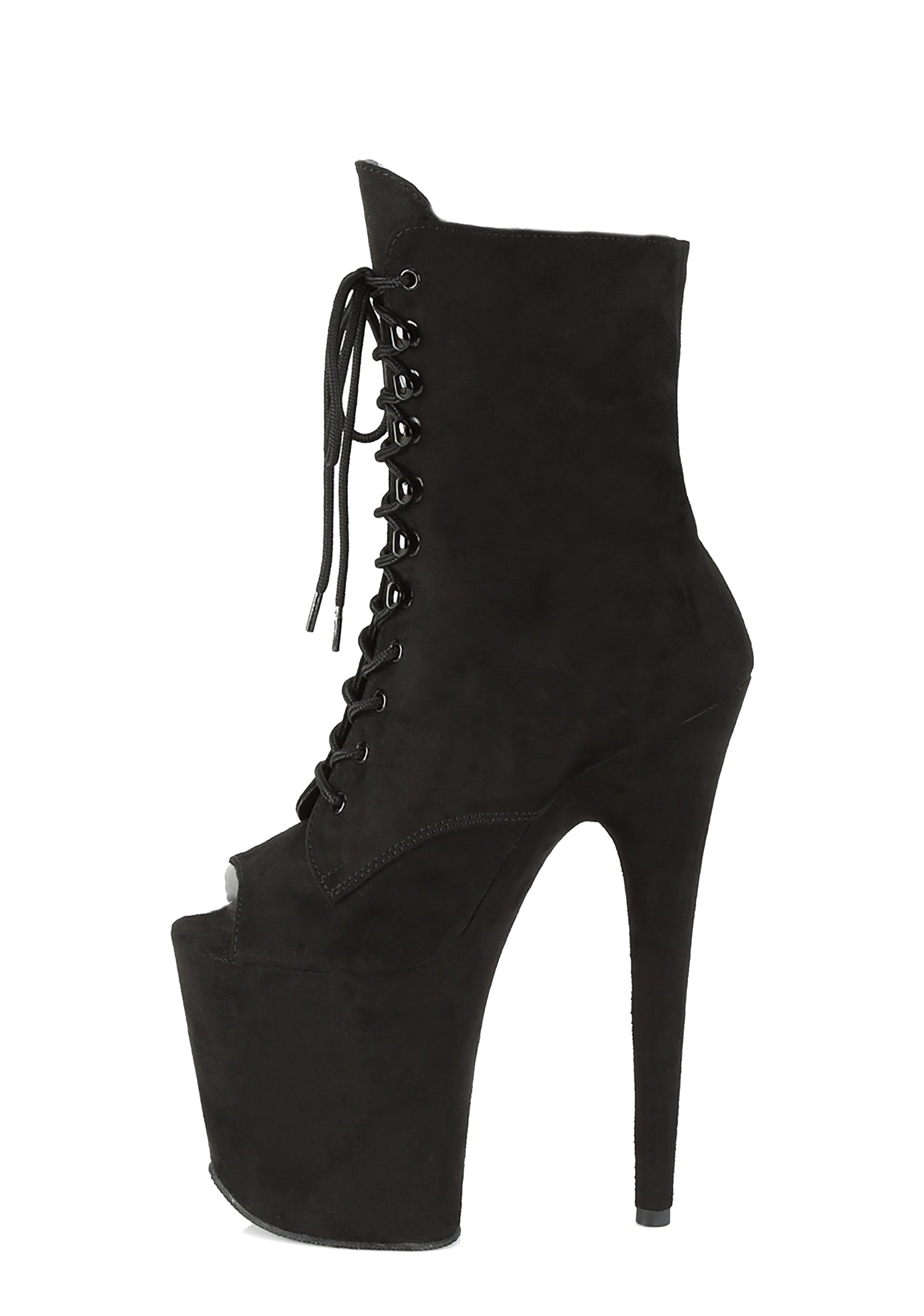 Flamingo-1021 Platform Peep Toe Ankle Boots-Black