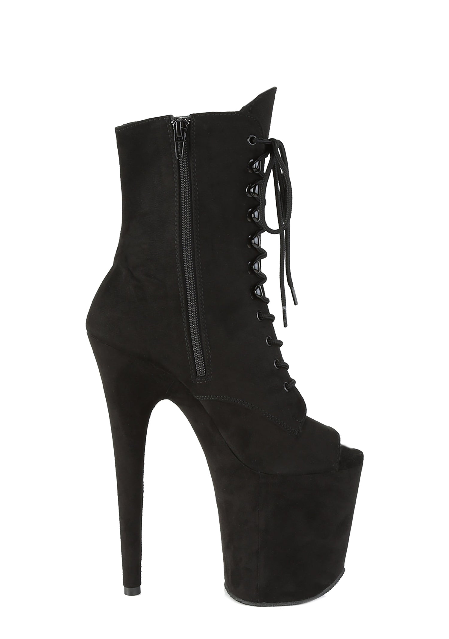 Flamingo-1021 Platform Peep Toe Ankle Boots-Black