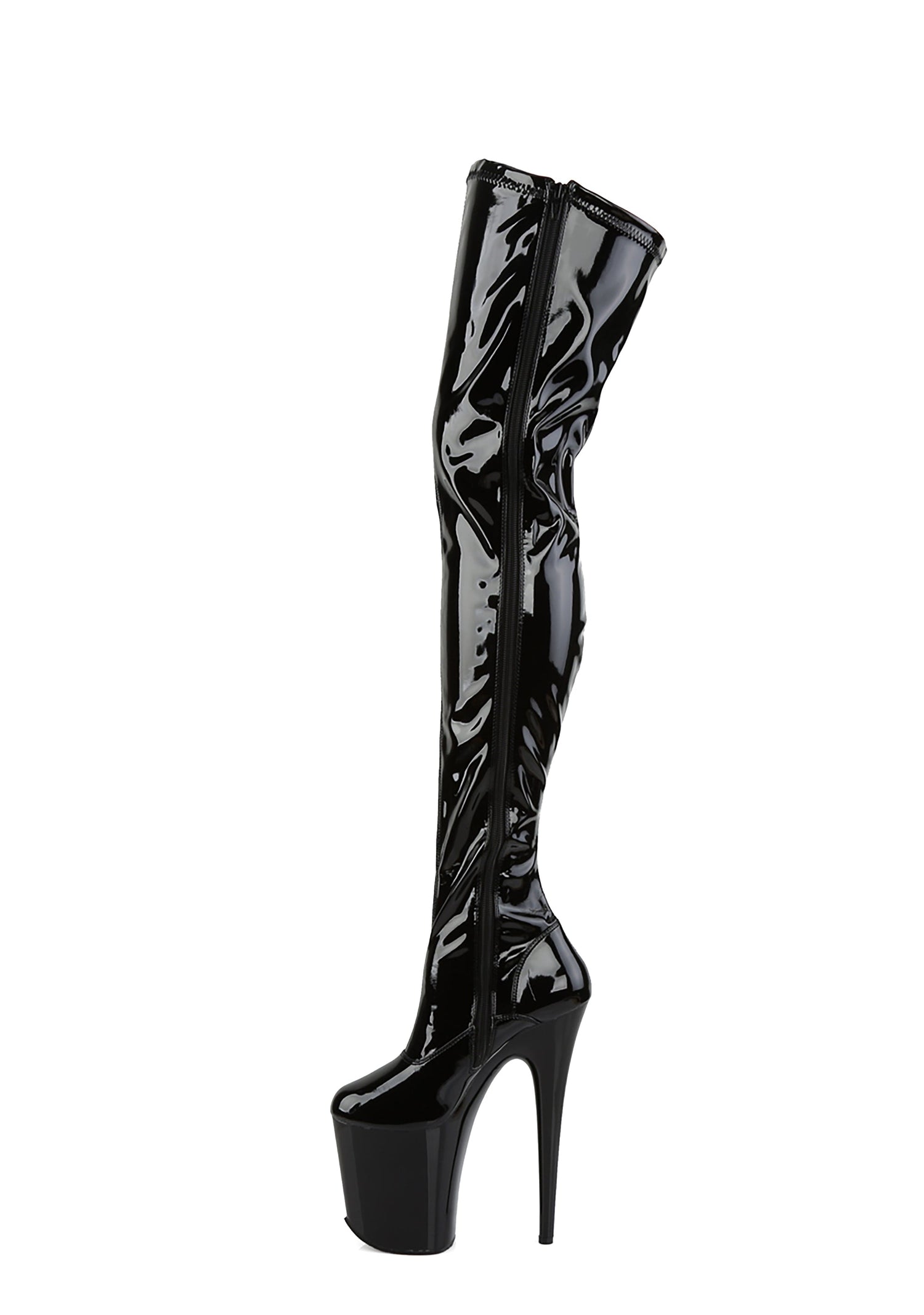 Flamingo-3000 Platform Thigh High Boots-Black