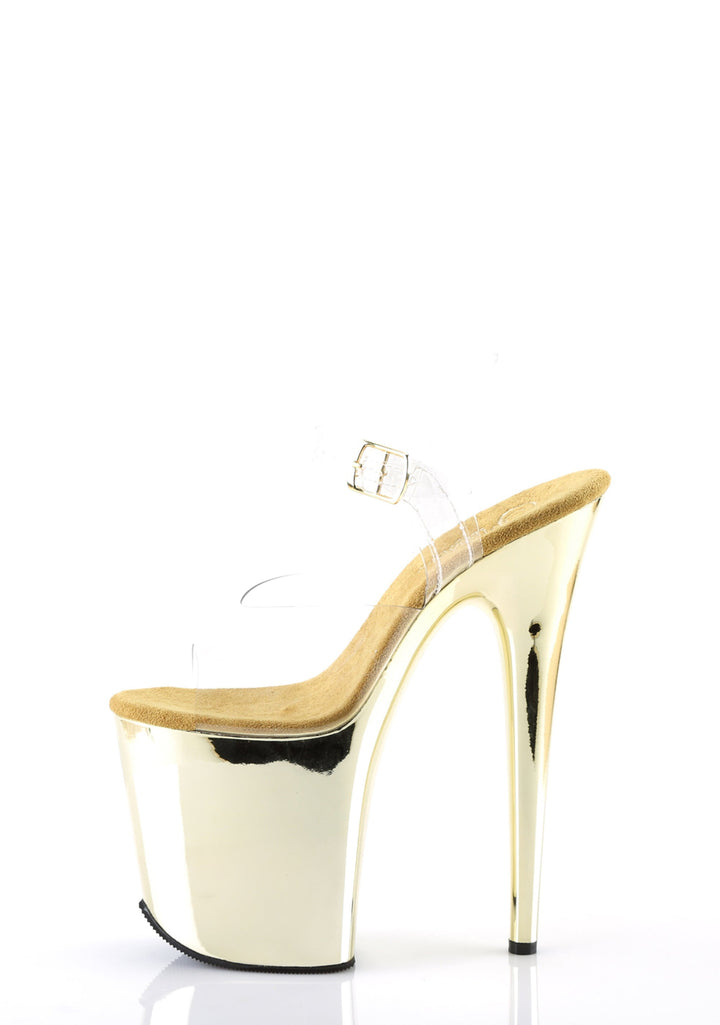 Flamingo-808 Platform Ankle Strap Sandals-Gold Chrome