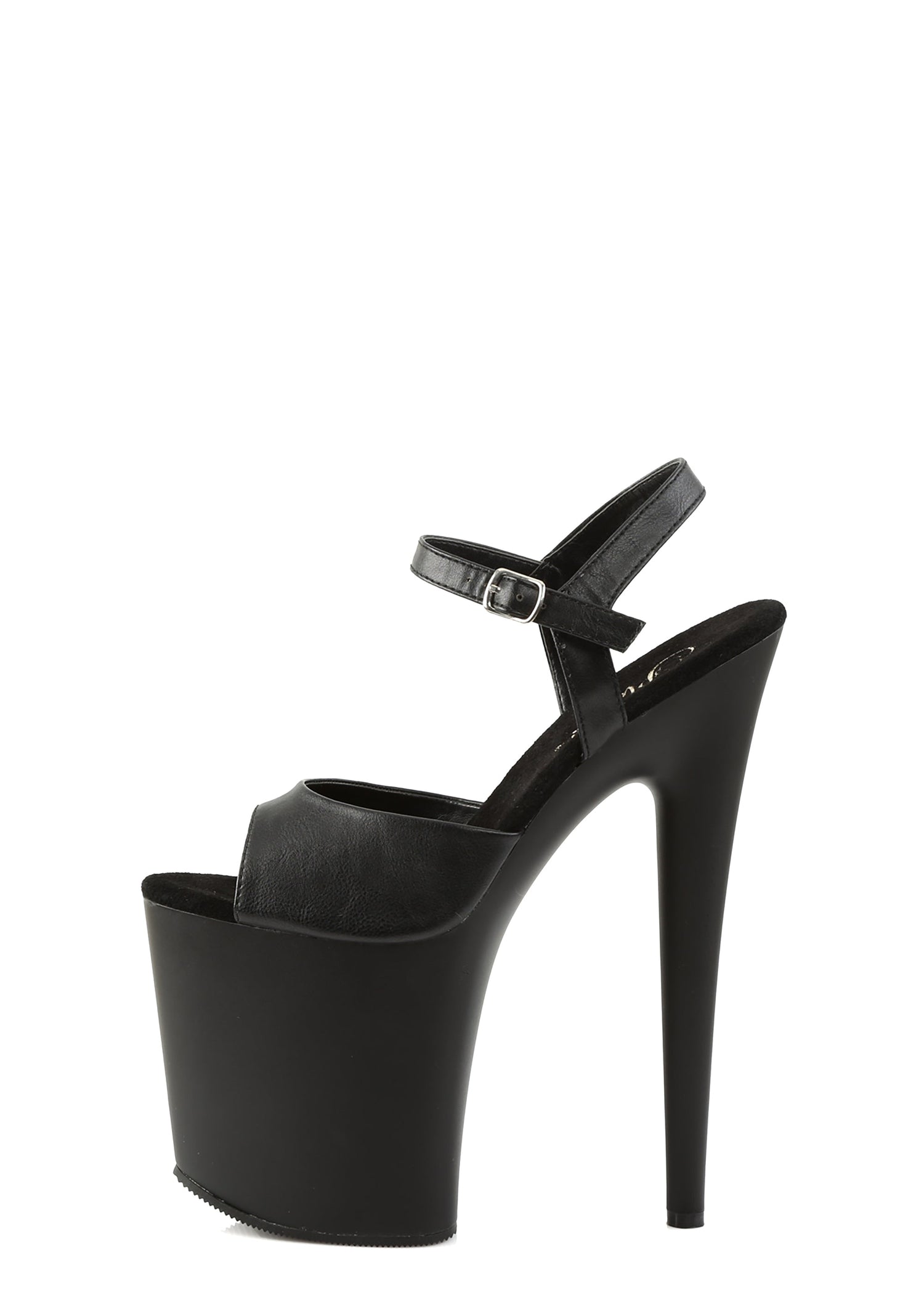 Flamingo-809 Platform Ankle Strap Sandals-Black PU