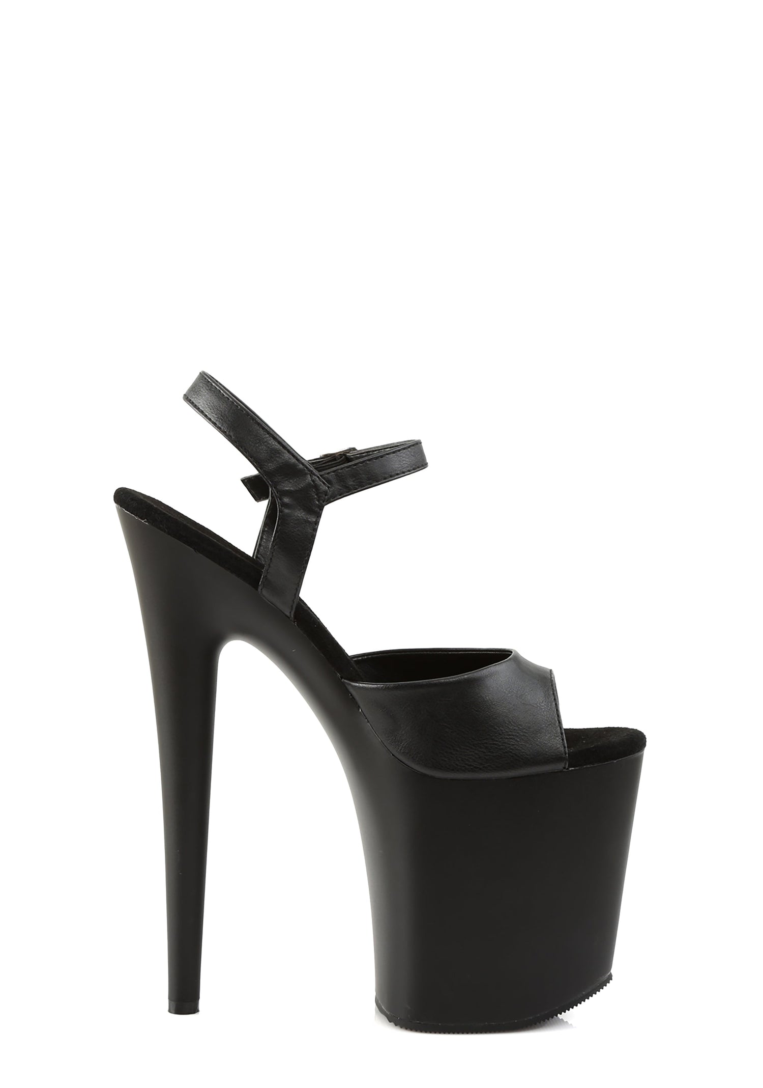 Flamingo-809 Platform Ankle Strap Sandals-Black PU
