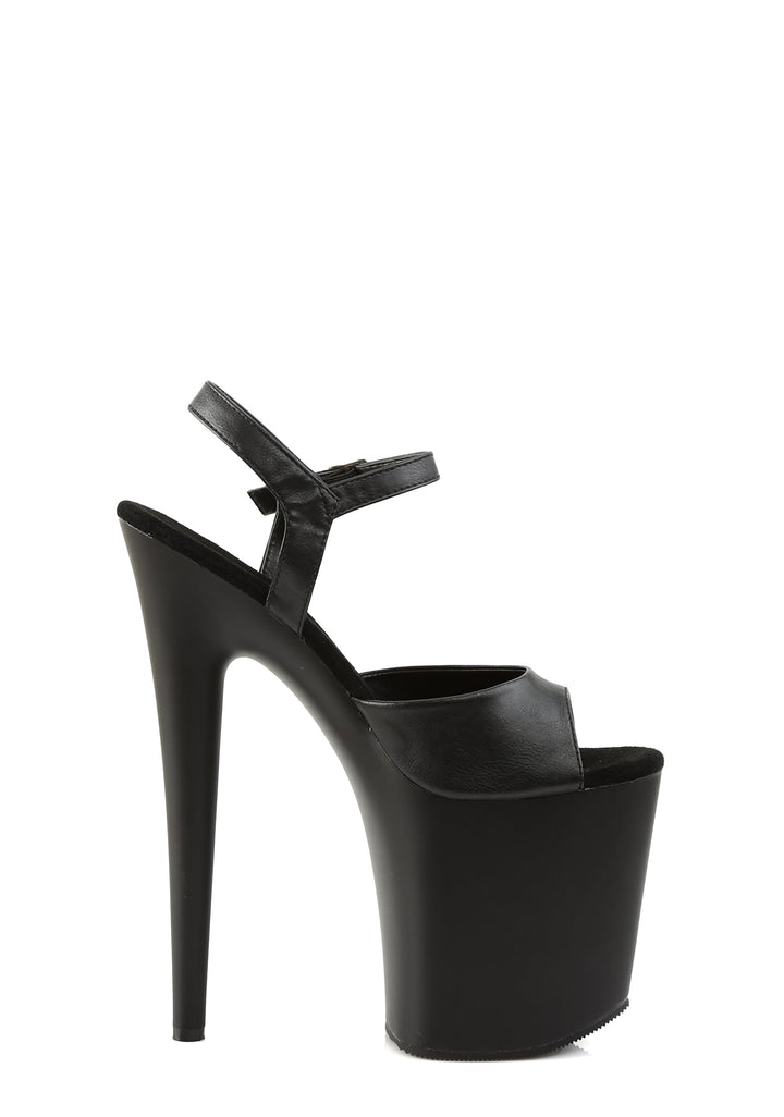Flamingo-809 Platform Ankle Strap Sandals-Black PU