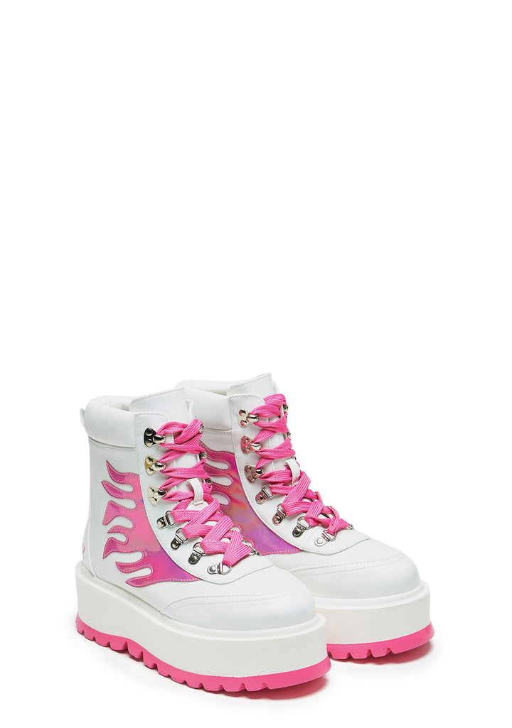 Kawaii Helios Hologram Flame Boots