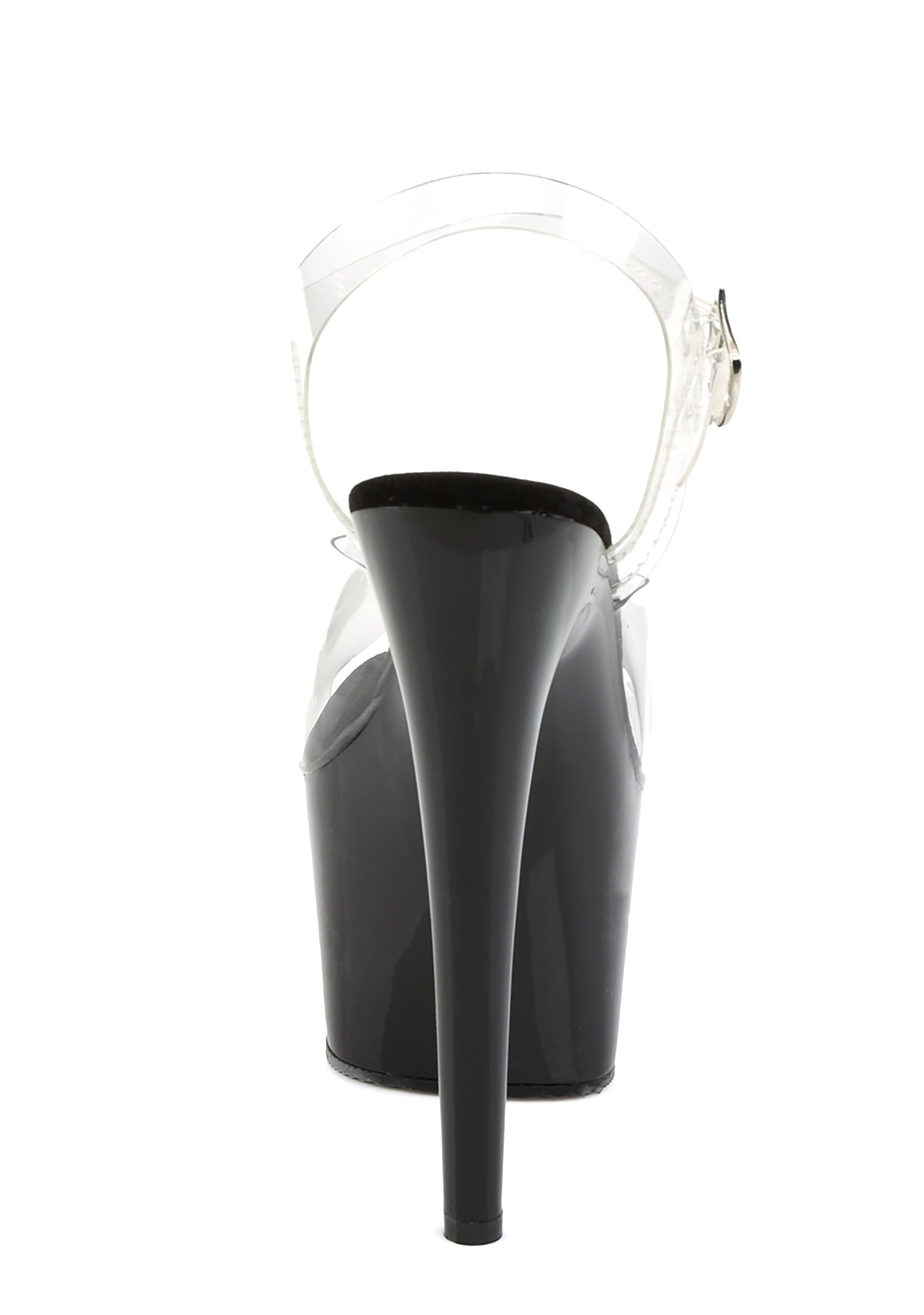 Adore-708 Platform Ankle Strap Sandals-Clear-Black
