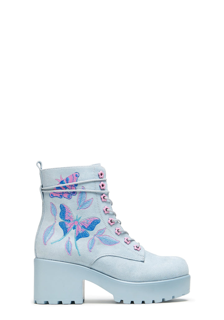 Butterfly Dune Suede Platform Military Boots