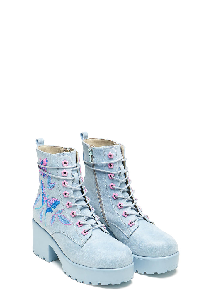 Butterfly Dune Suede Platform Military Boots