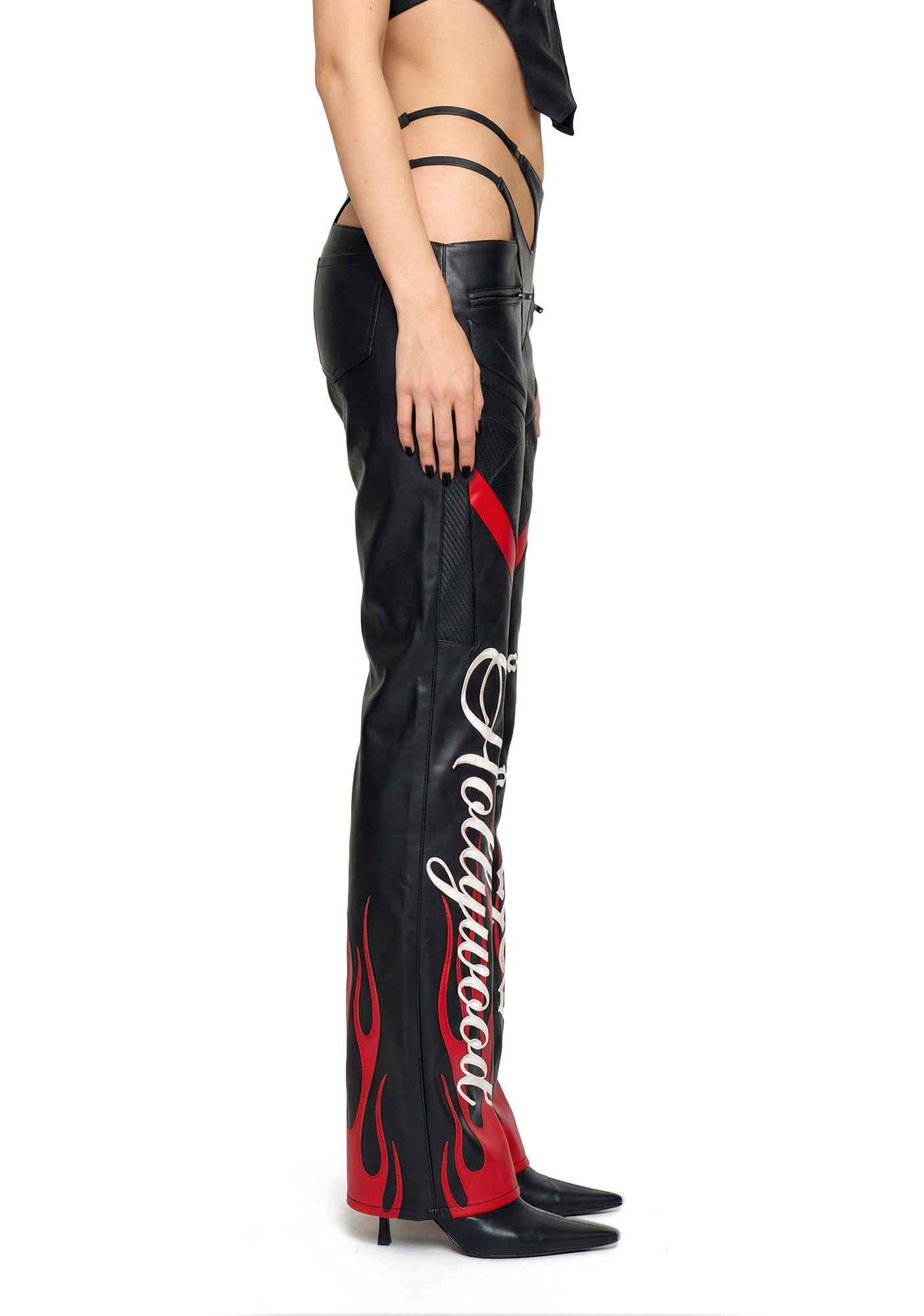 Hollywood Asymmetrical Moto Trousers - Black