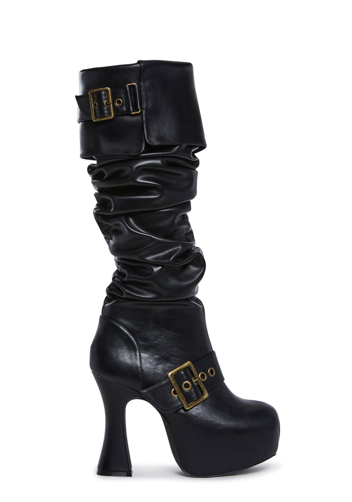 Ren Faire Slouchy Boots - Black
