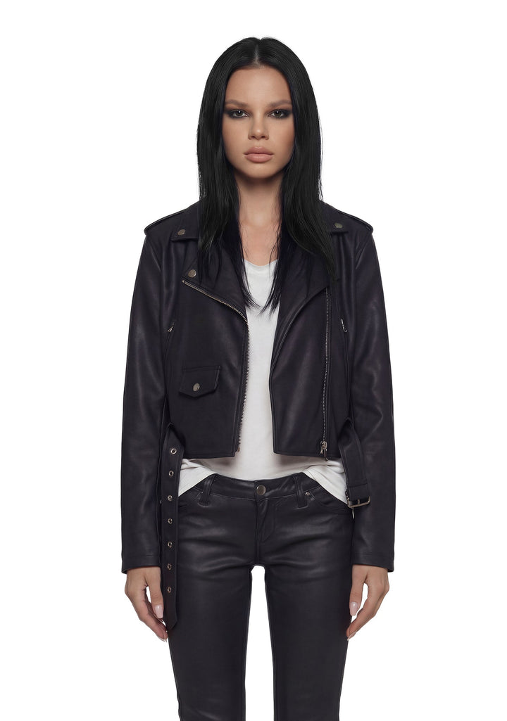 Siren Waxed Leather Moto Jacket