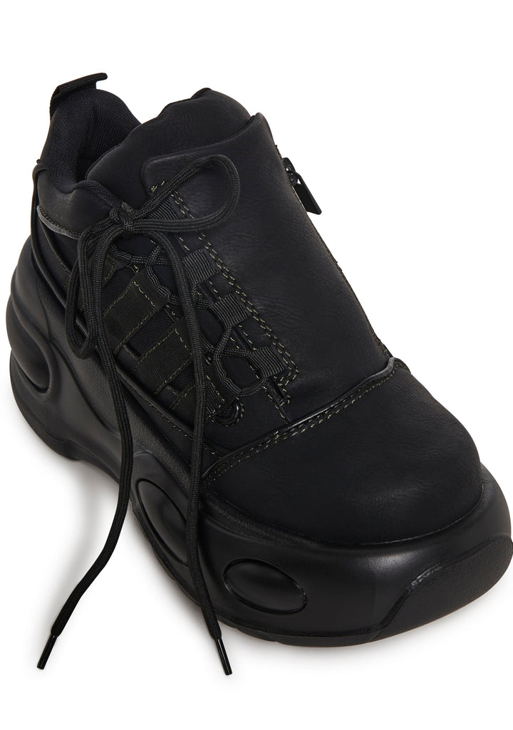 Drift Side Lace Platform Sneaker - Black