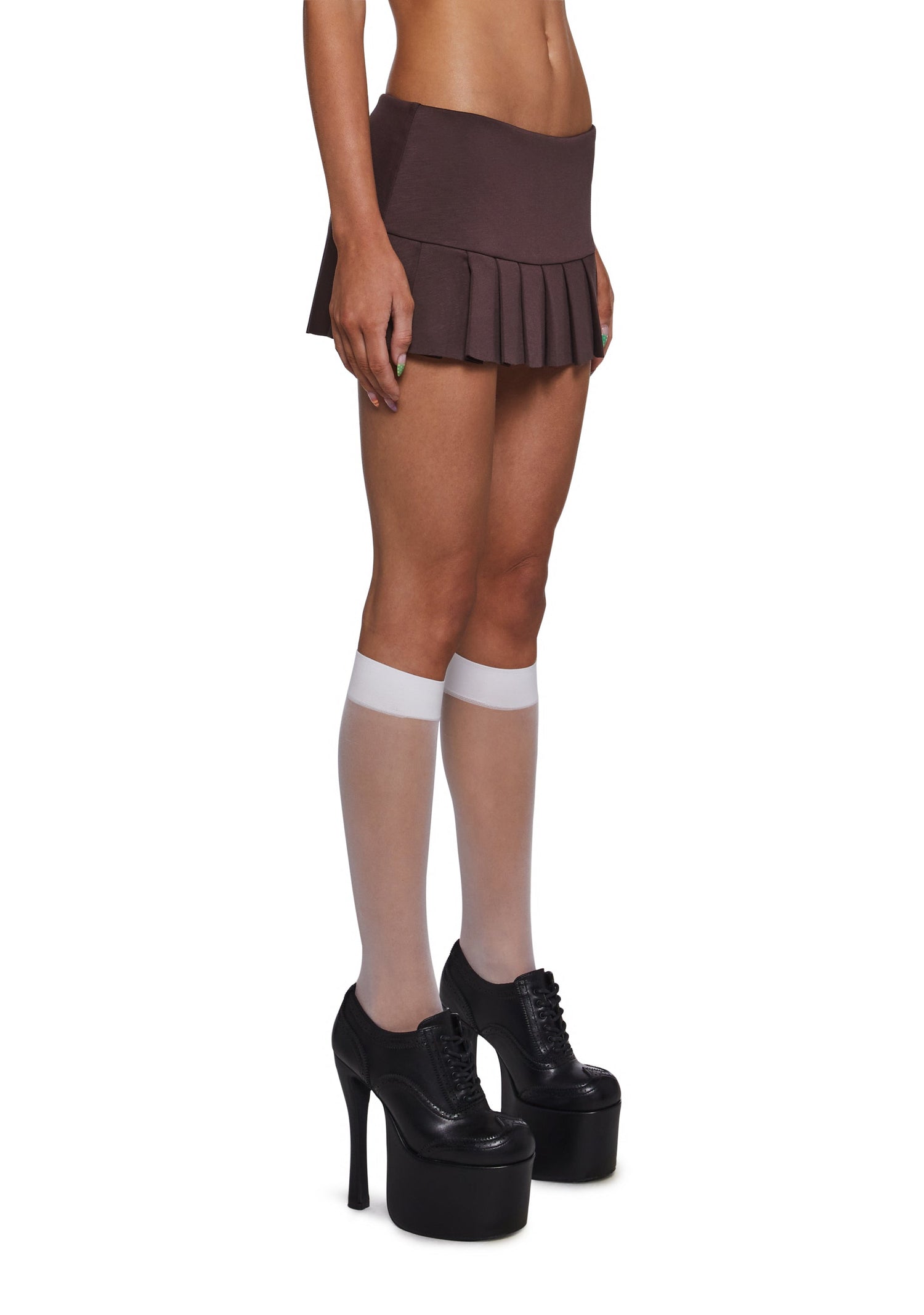 No Apologies Pleated Skort - Brown