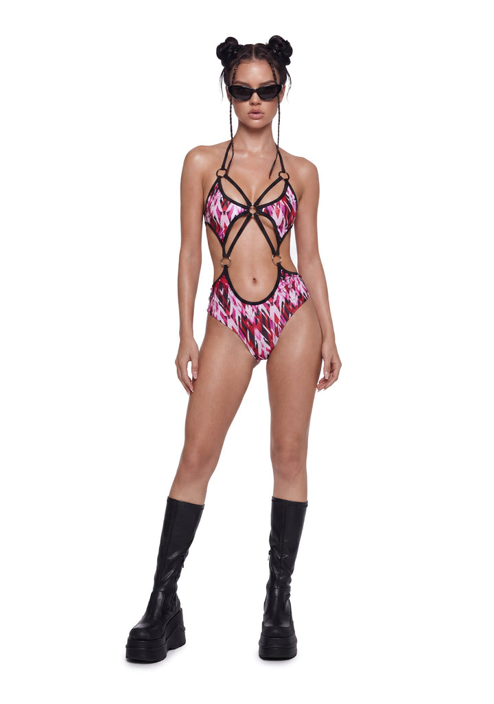 Refracted O-Ring Spandex Bodysuit