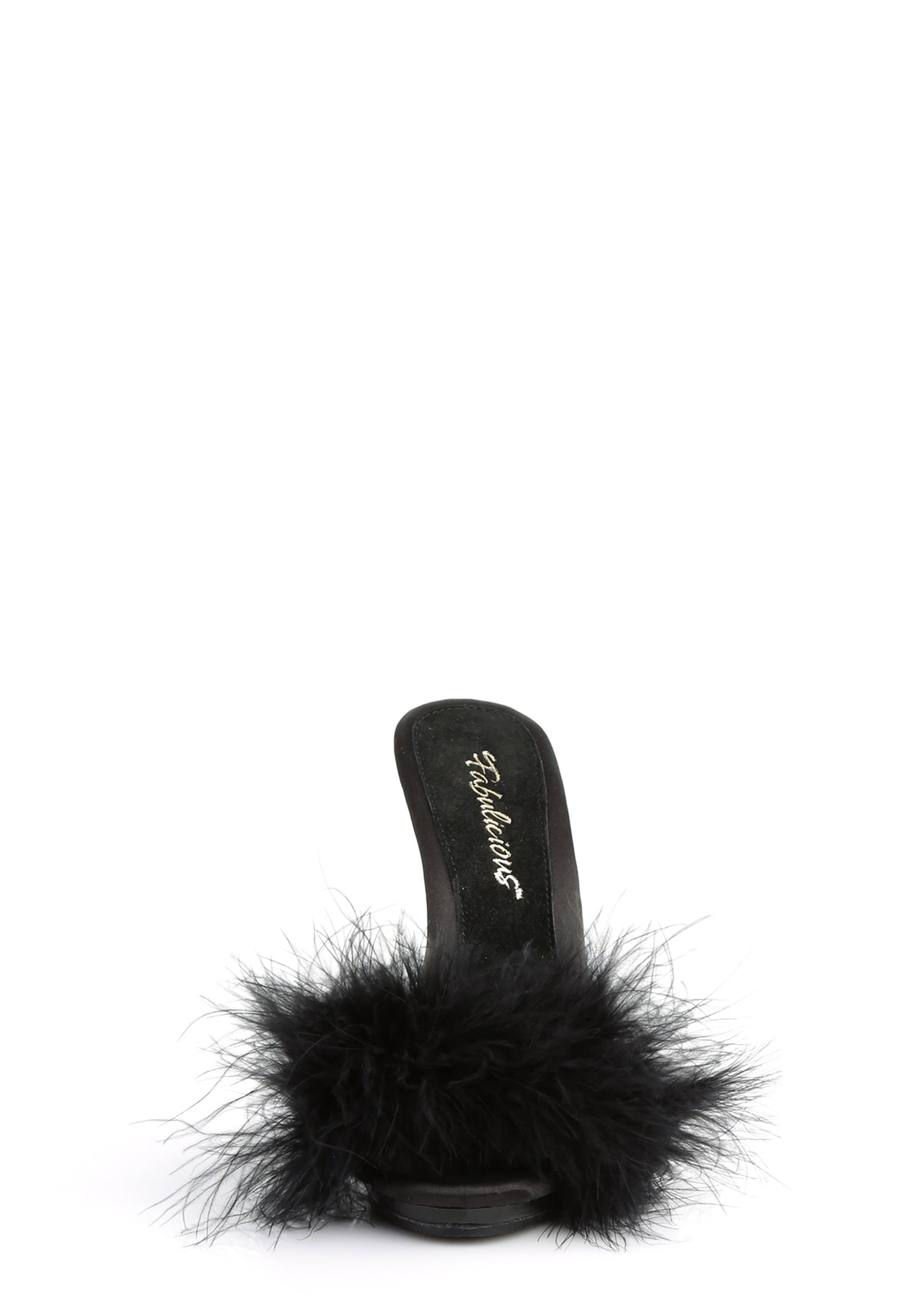 Poise-501 Platform Marabou Slides-Black