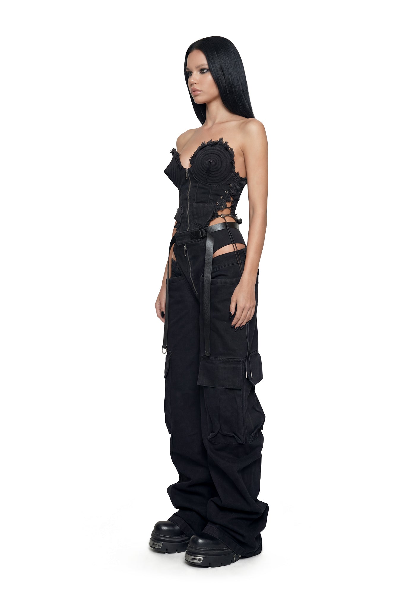 Denim Panty Trousers - Black