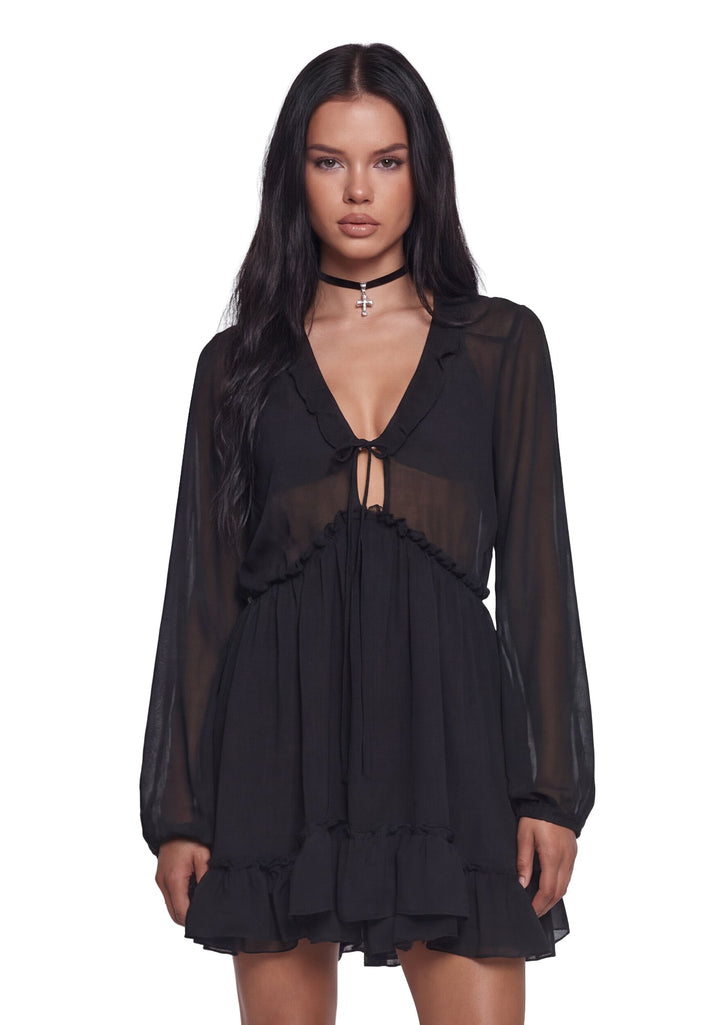 Sunset Chaser Babydoll Dress - Black