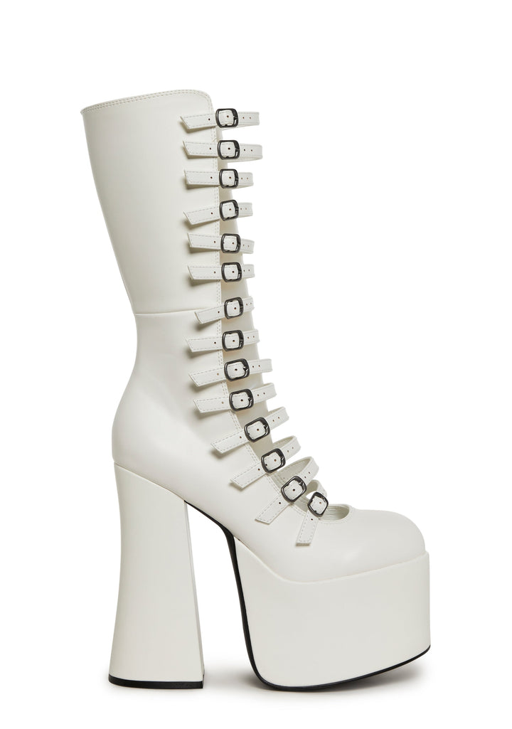 Hardcore Dazzle Platform Boots - White