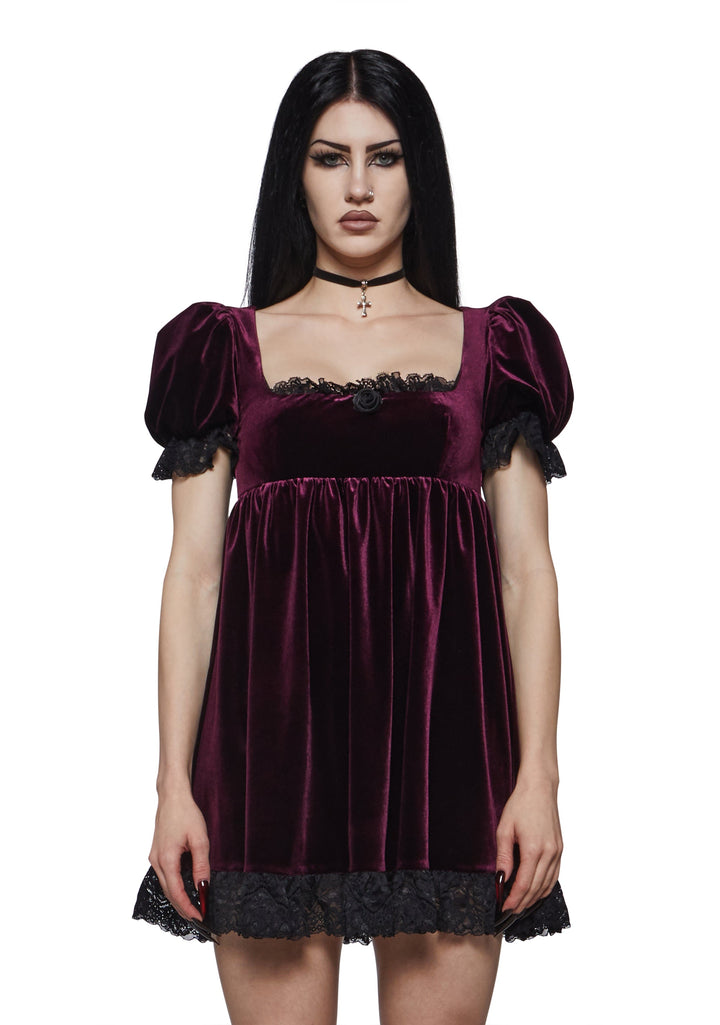 Hilda Burgundy Lace Babydoll Dress