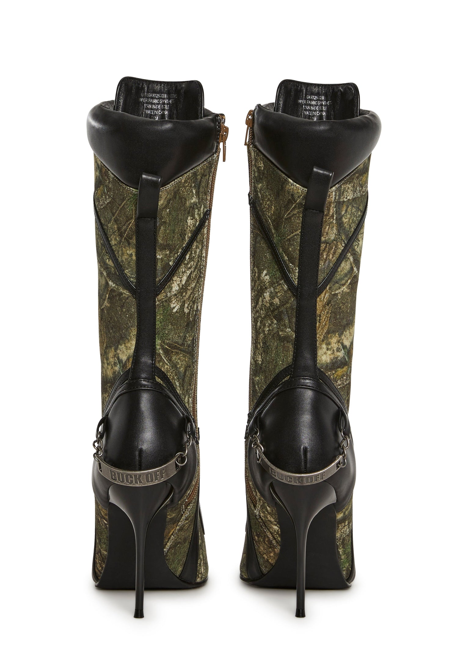 Camo Lace Up Heeled Boots