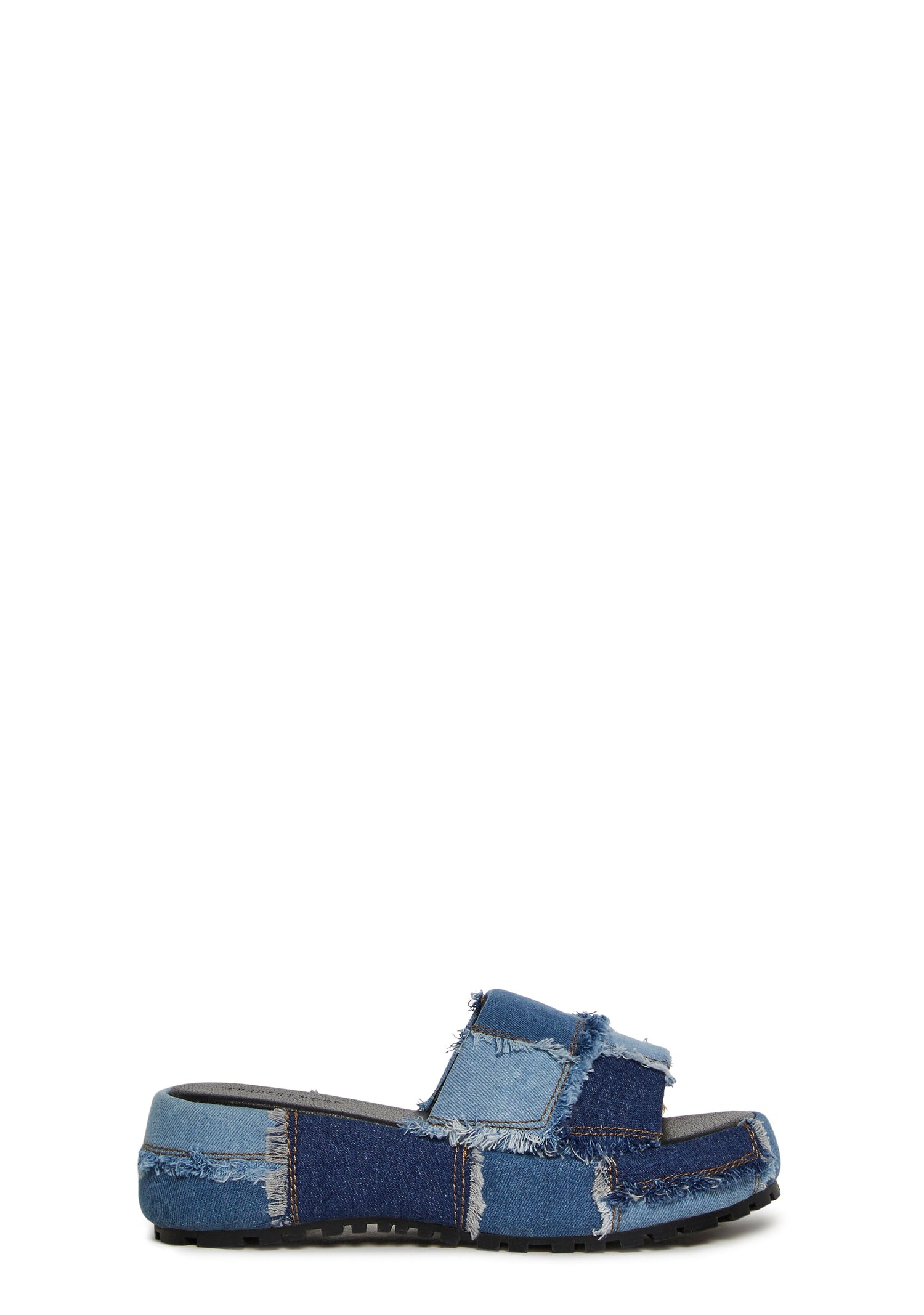 Patchwork Denim Slides