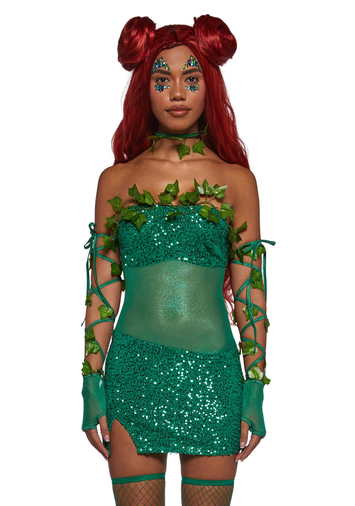 Toxic Vines Villain Costume and Wig Set