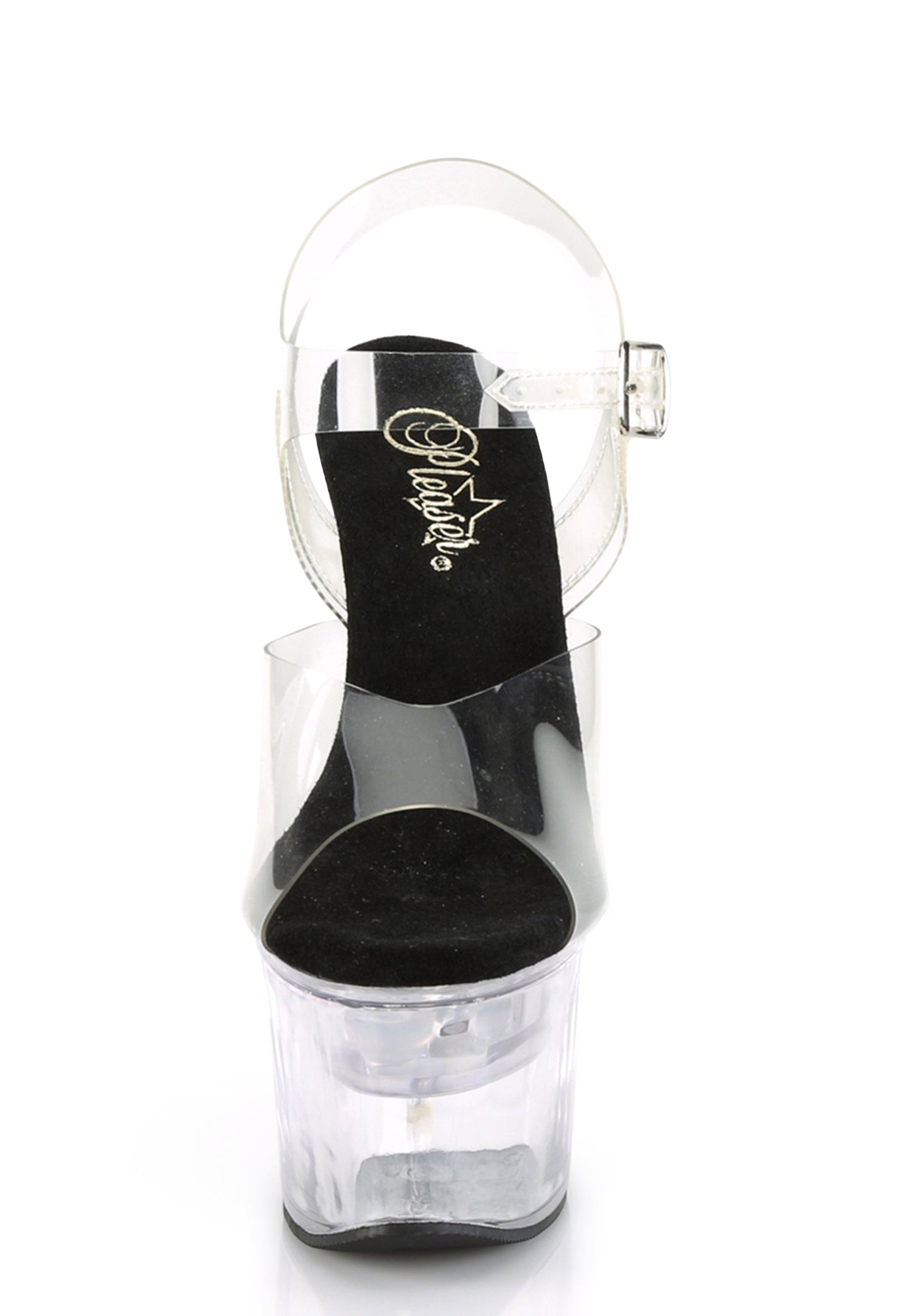 Flashdance-708 Platform Ankle Strap Sandal-Clear