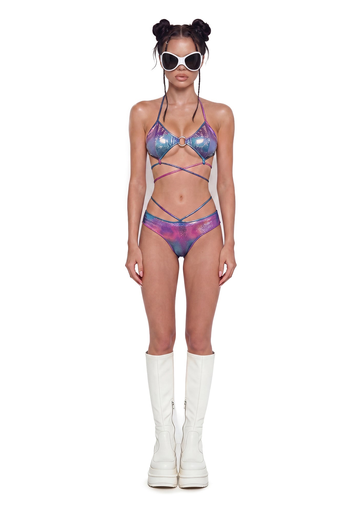 Metallic Strappy Festival Set - Blue