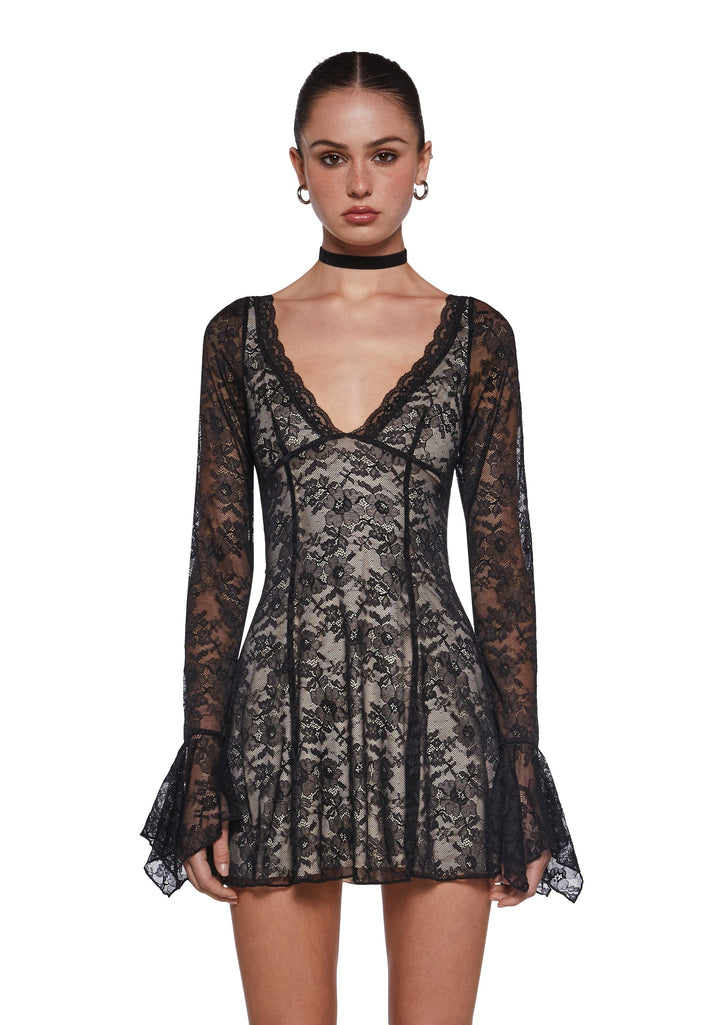 Mary Jane Lace Dress - Black