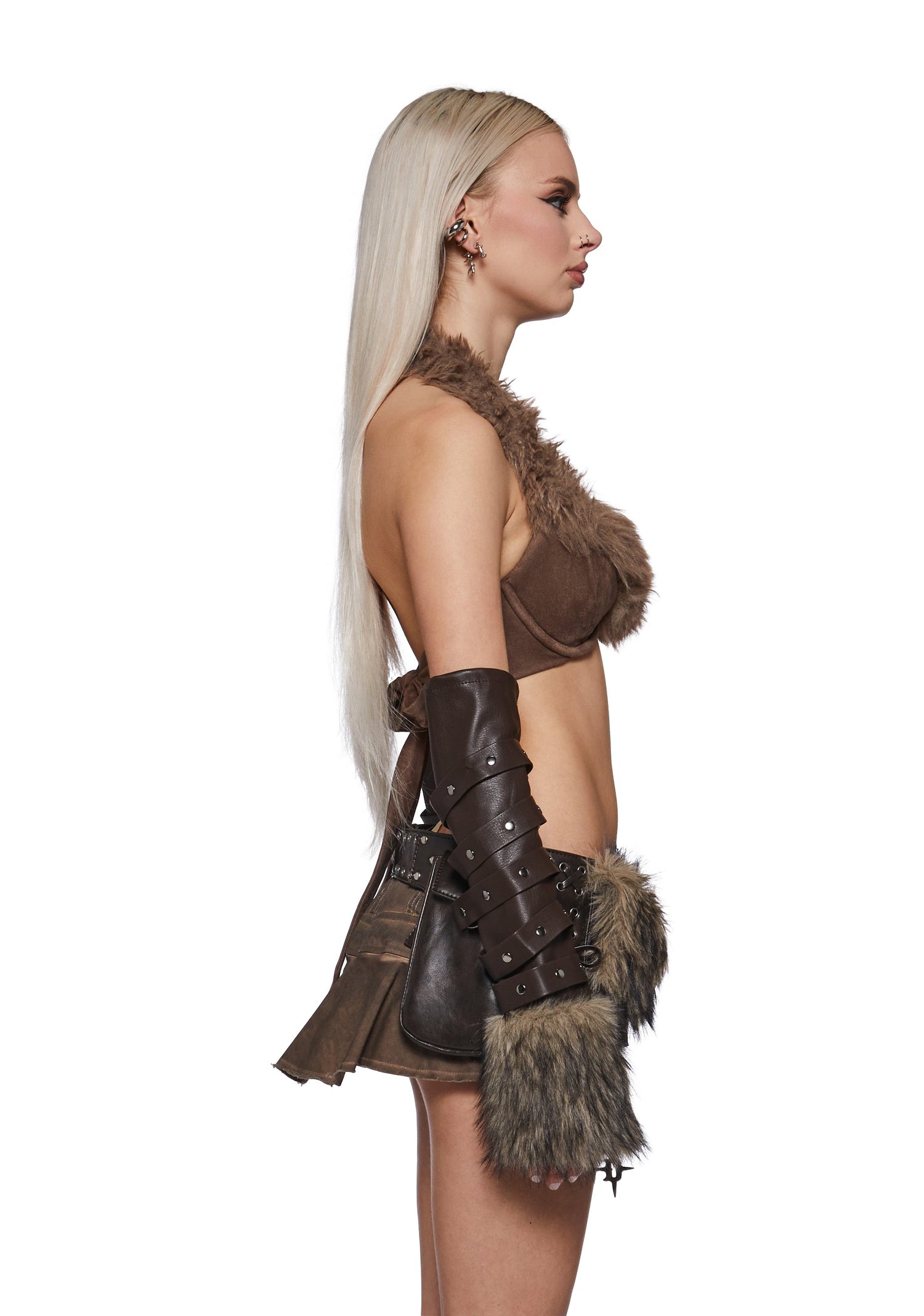 Siren Fur Leather Arm Warmers