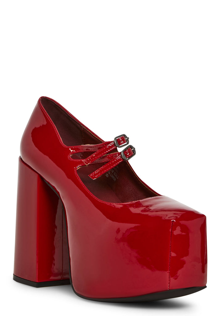 Macabre Meetup Platform Mary Janes - Red