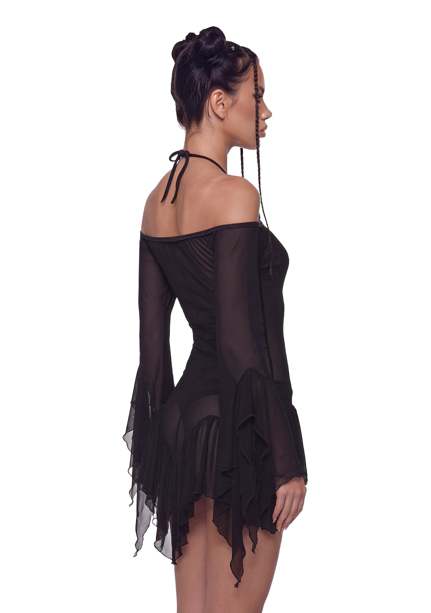 Mesh Flowy Dress - Black
