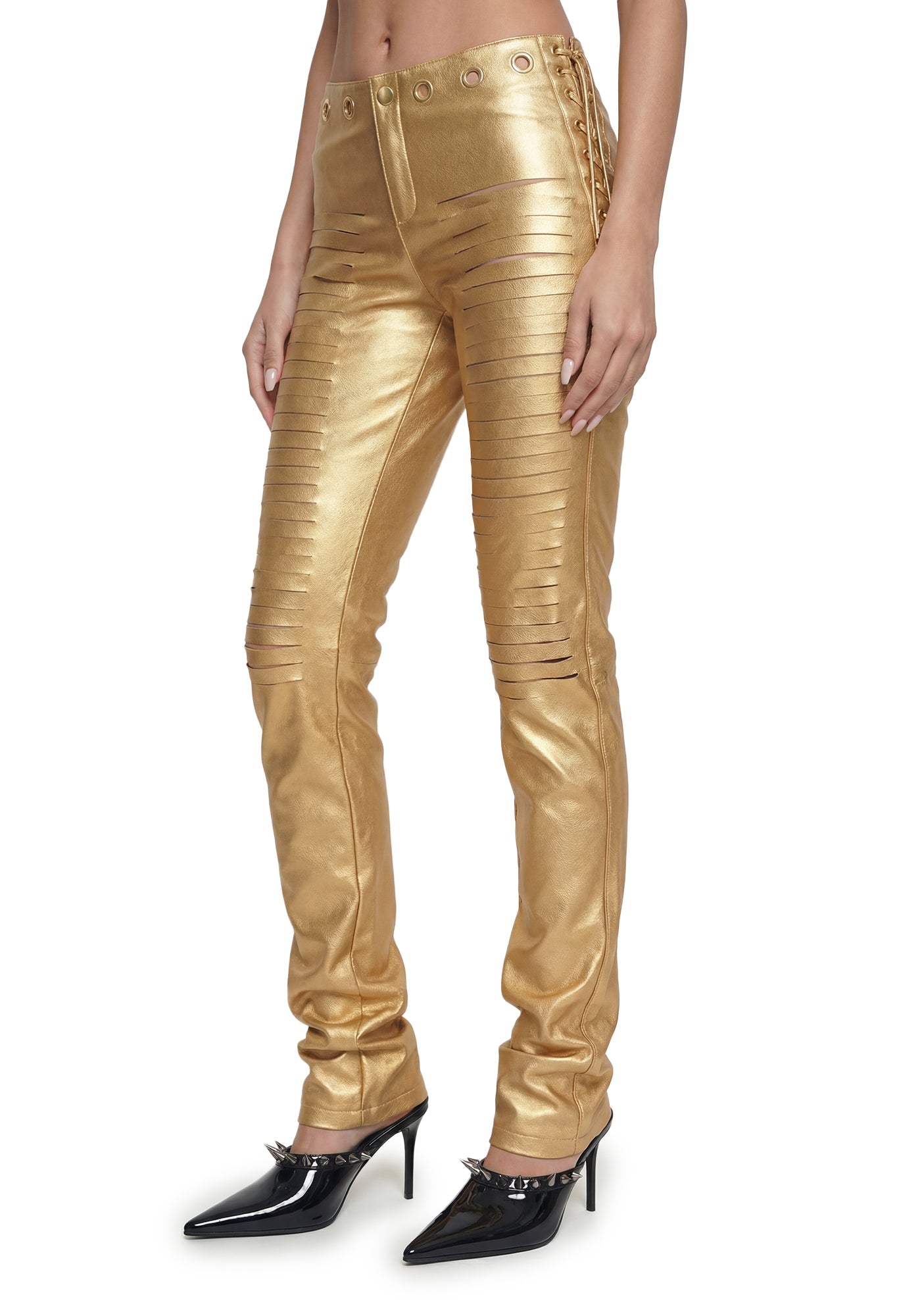 Lasercut Low Waist Pant - Gold