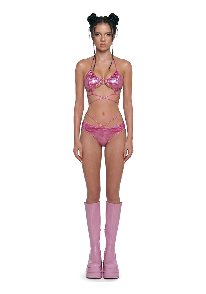 Metallic Strappy Festival Set - Pink