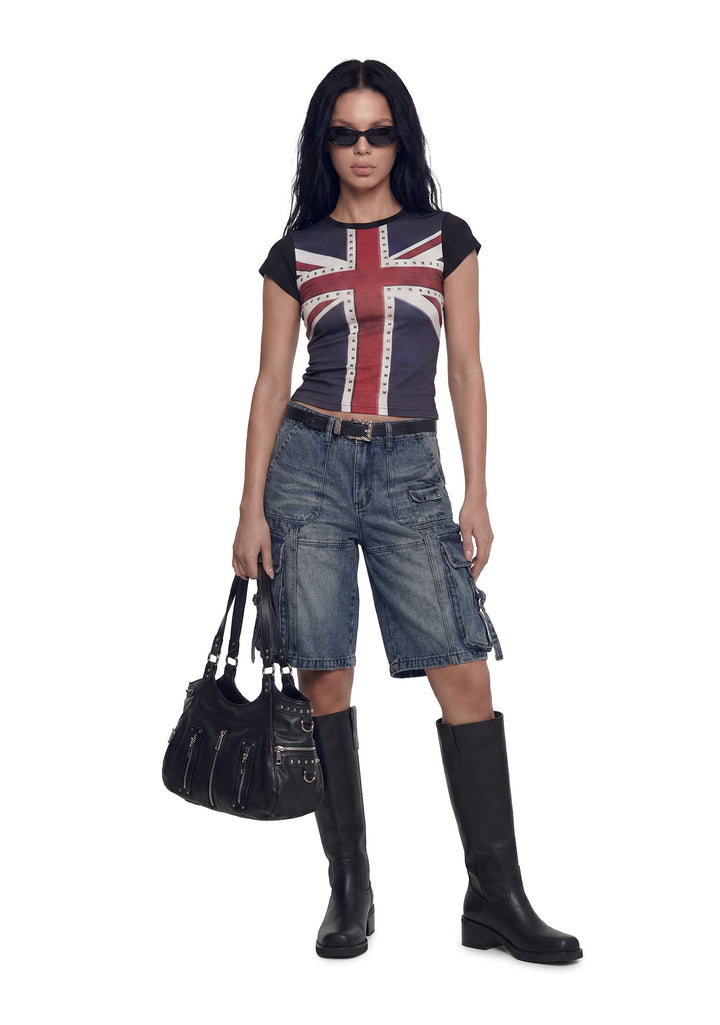 Underground Rage Denim Cargo Shorts