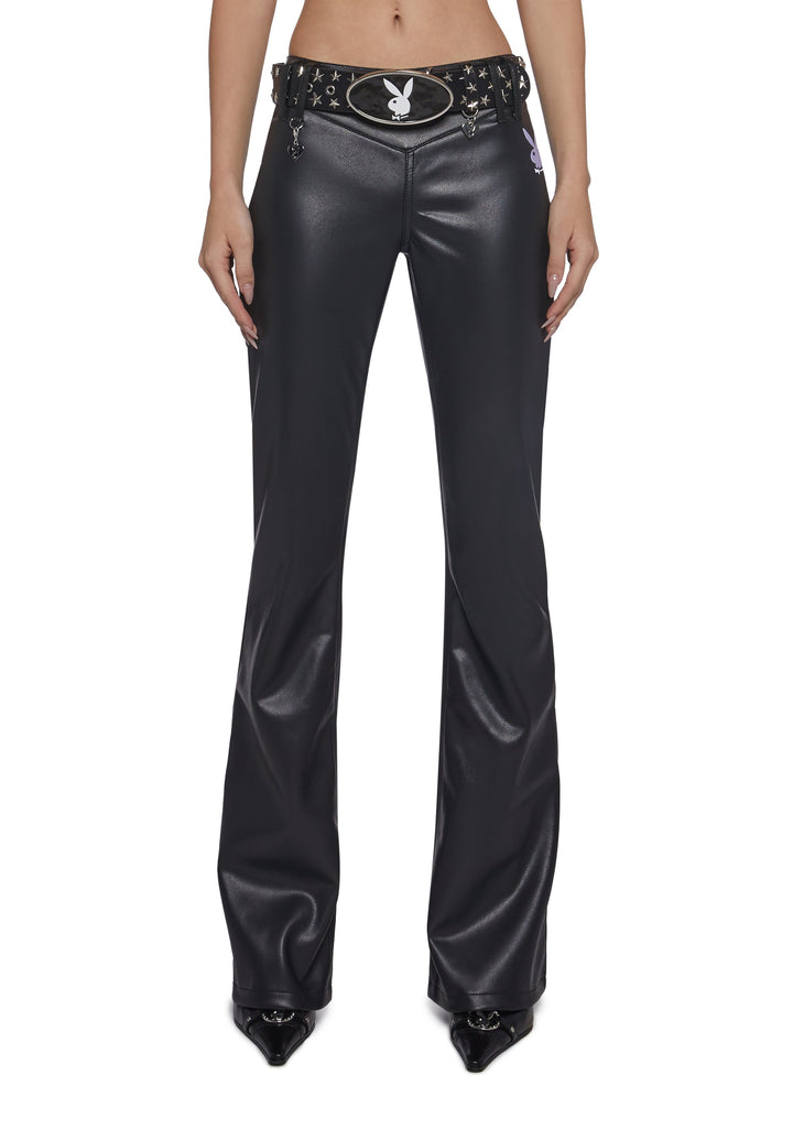 Vegan Leather Low Rise Pants