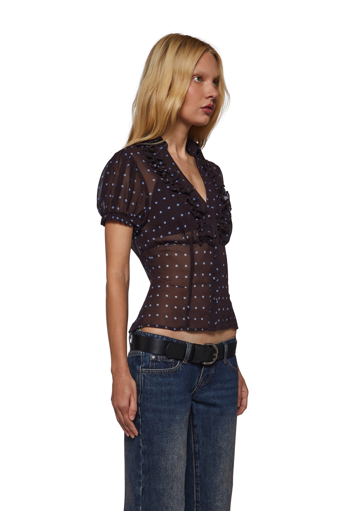 Clare Polka dot Short Sleeve Blouse