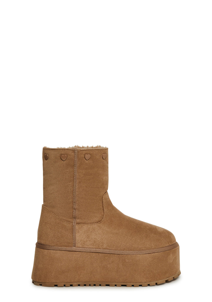 Snuggle Sesh Platform Booties - Beige