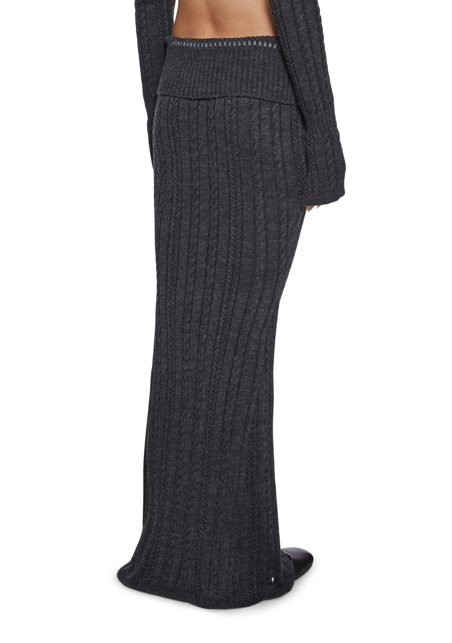 Deep Thoughts Cable Knit Maxi Skirt