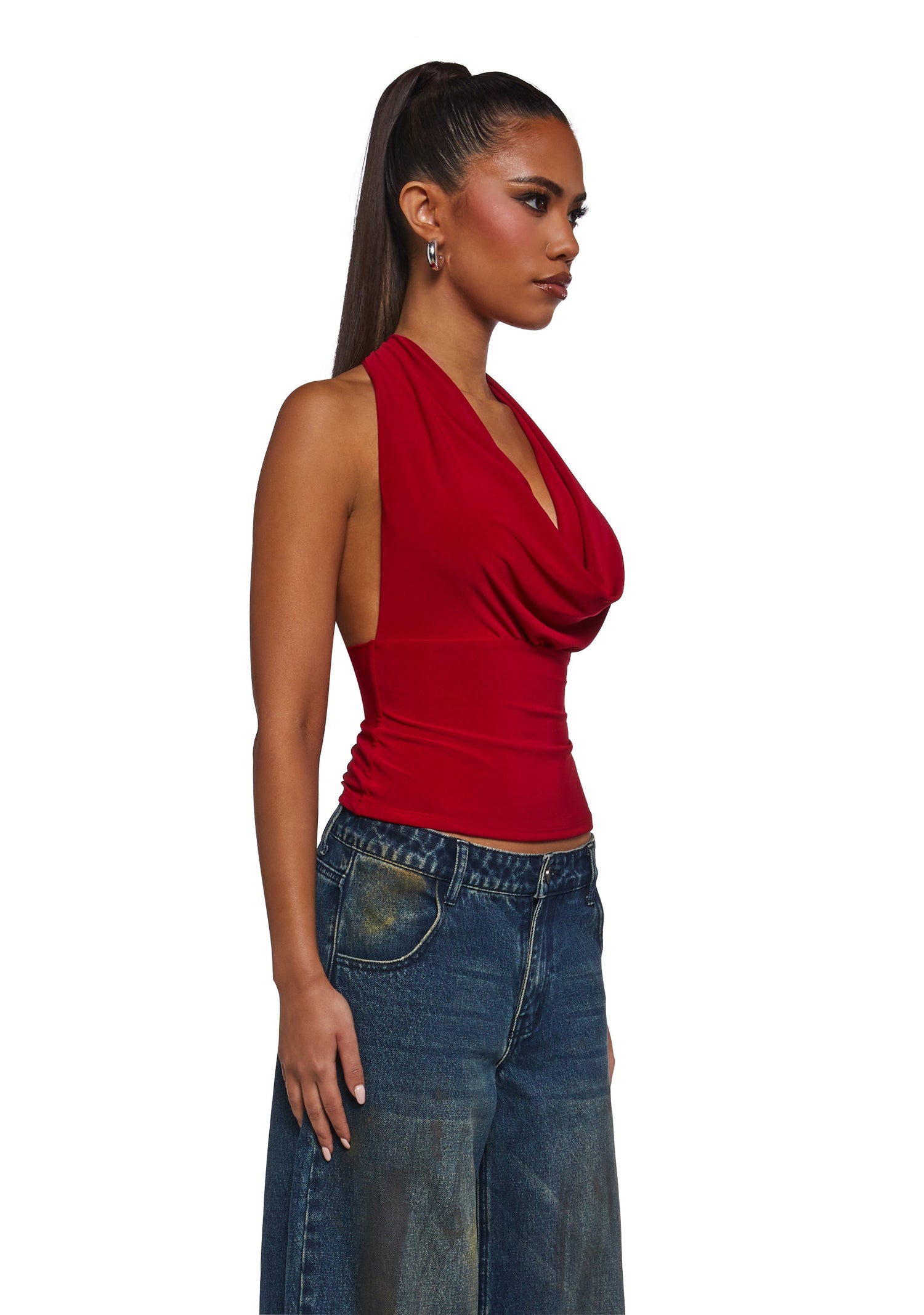 Unstoppable Cowl Neck Top - Red